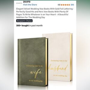 Wedding Vow Books Set - Olive Green and Cream